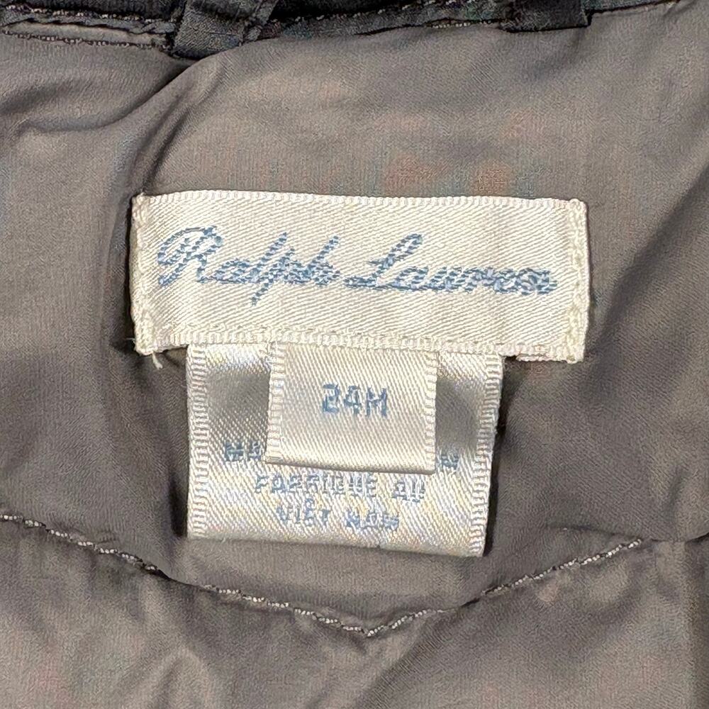 Ralph Lauren Puffer Coat Boys/Girls 24M Gray Quilted Jacket Preppy Pony - Picture 8 of 9